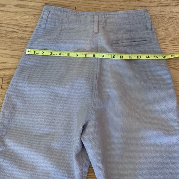 Vtg high-waisted cotton/ramie lt blue & dusky pink houndstooth pants by 62 East - Picture 6 of 7